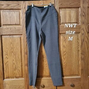INC Women’s Pull On Pants Black Windowpane Plaid Stretch Office Business Size M